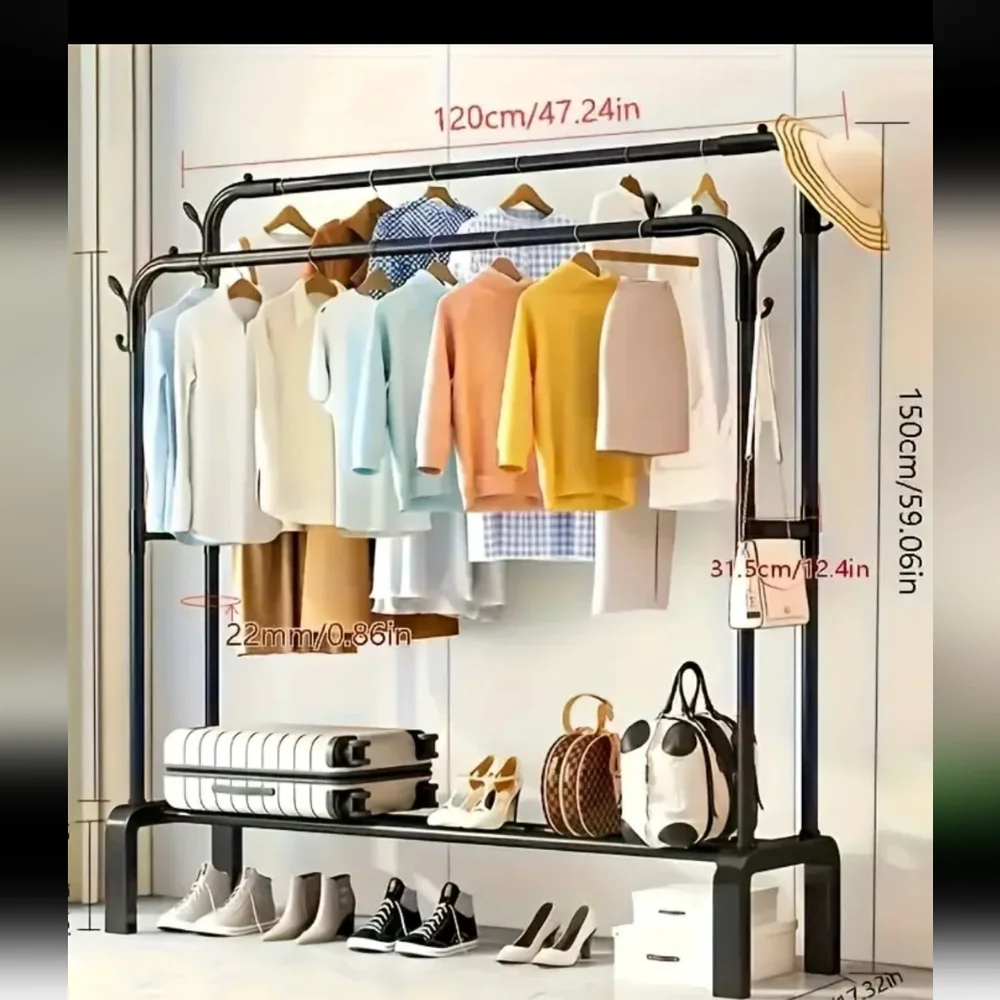Black Metal/Plastic Clothing Rack